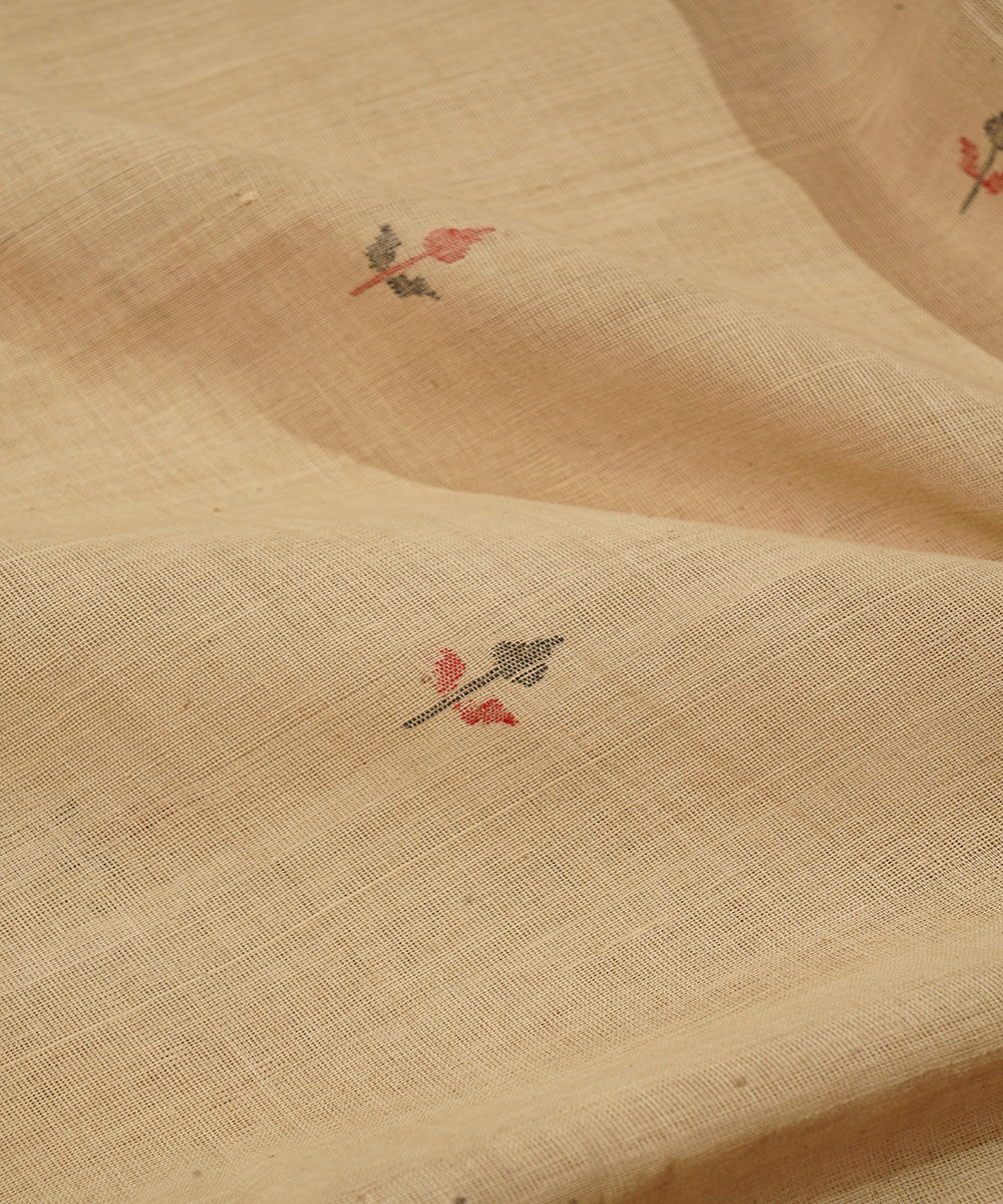 Grey handspun handwoven cotton srikakulam jamdani fabric