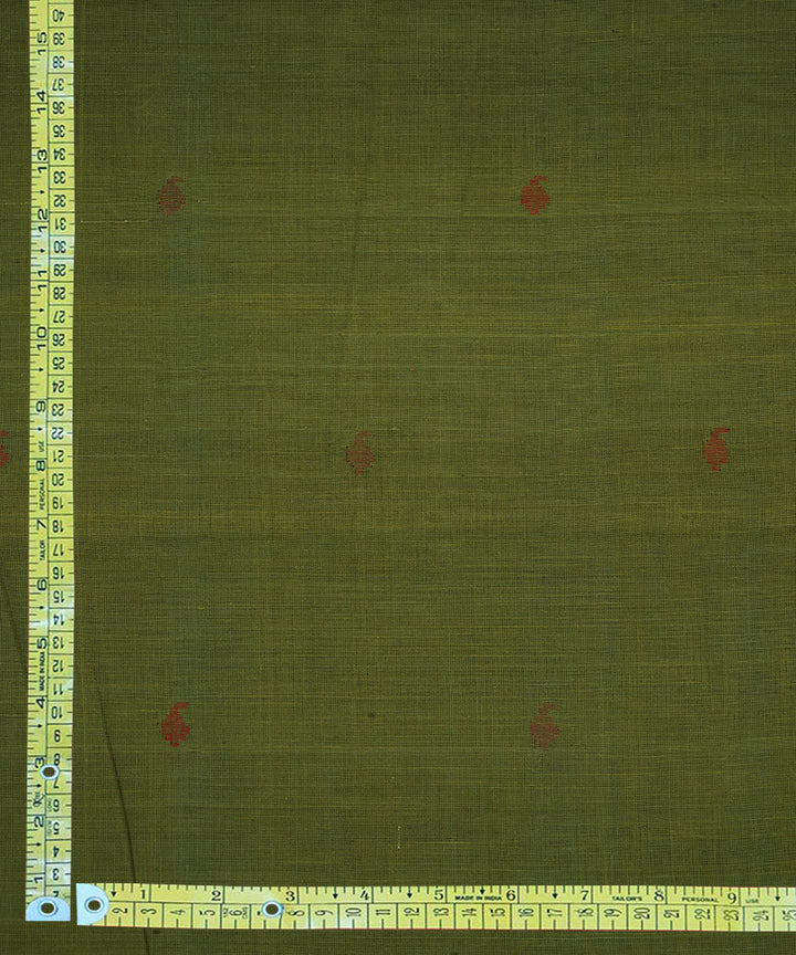 Green handspun handwoven cotton srikakulam jamdani fabric