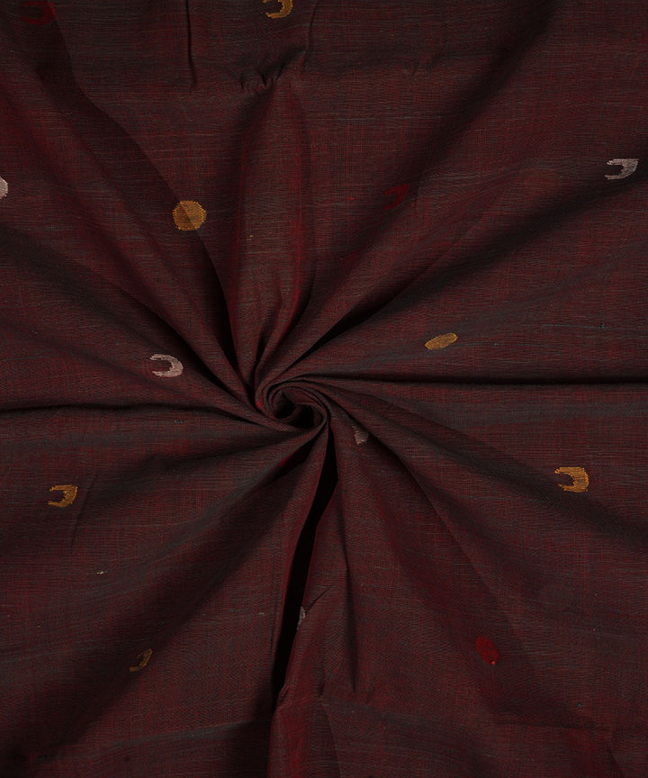 Brown handspun handwoven cotton srikakulam jamdani fabric