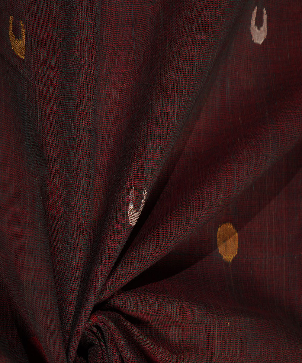 Brown handspun handwoven cotton srikakulam jamdani fabric