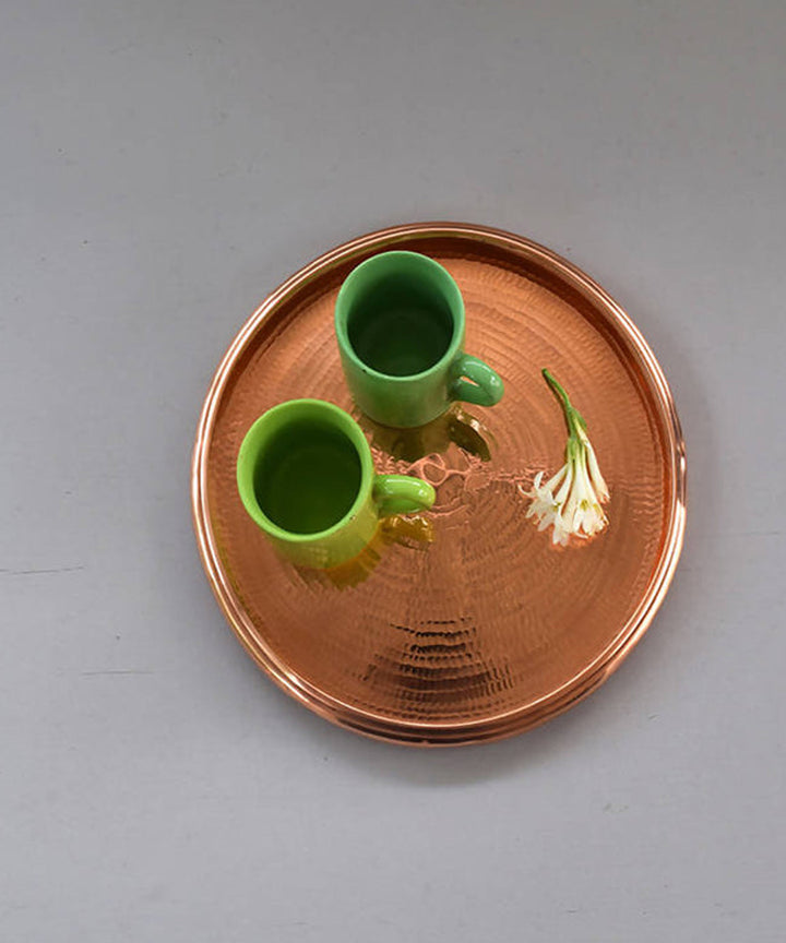 Handmade copper circular tray