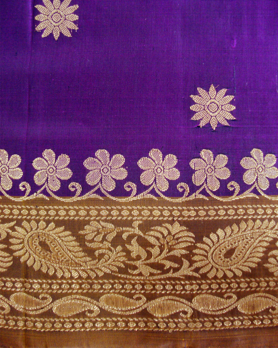 Pure Silk Turning Border Saree Dark Violet