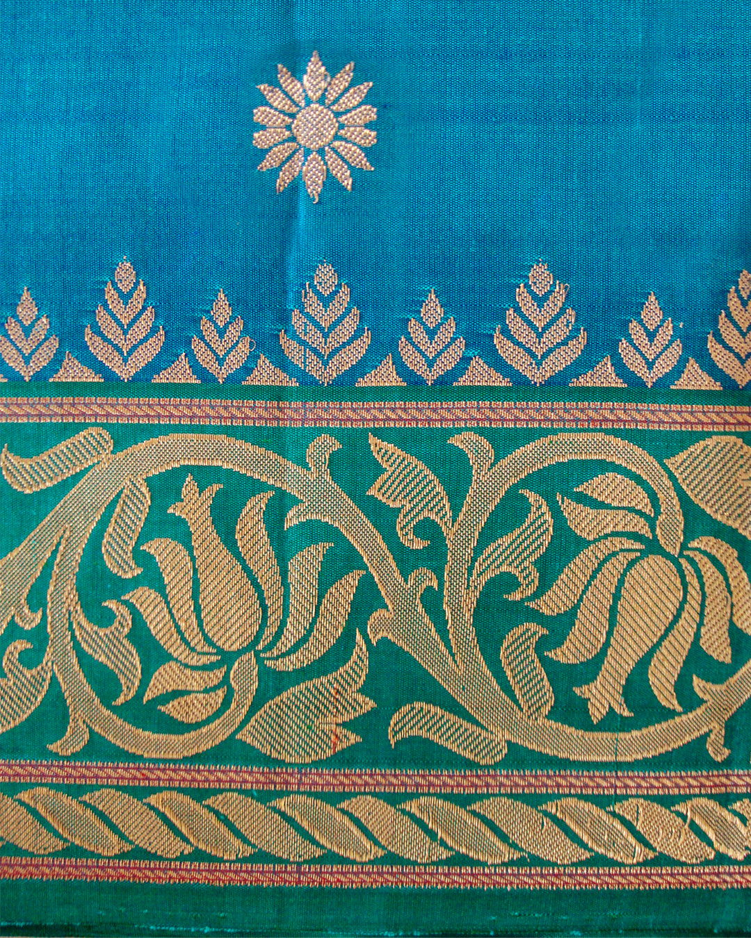 Pure Silk Turning Border Saree Blue