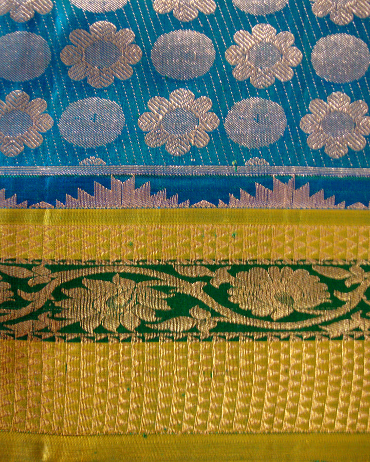 Pure Silk Turning Border Saree Dark Ananda Blue