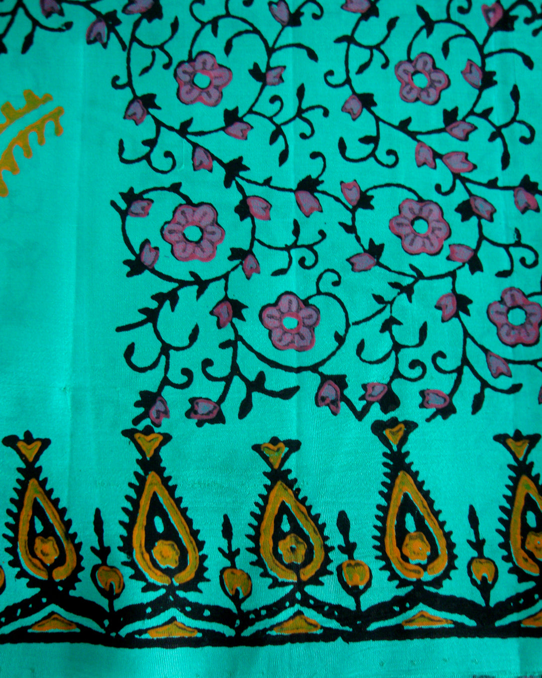 Printed Pure Silk Saree Grenish Blue