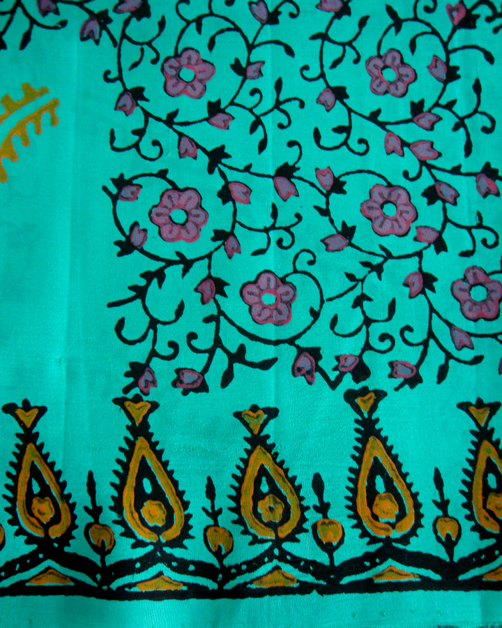 Printed Pure Silk Saree Grenish Blue