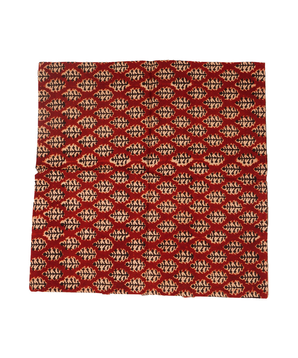 Crimson red cotton hand block print kalamkari cushion cover