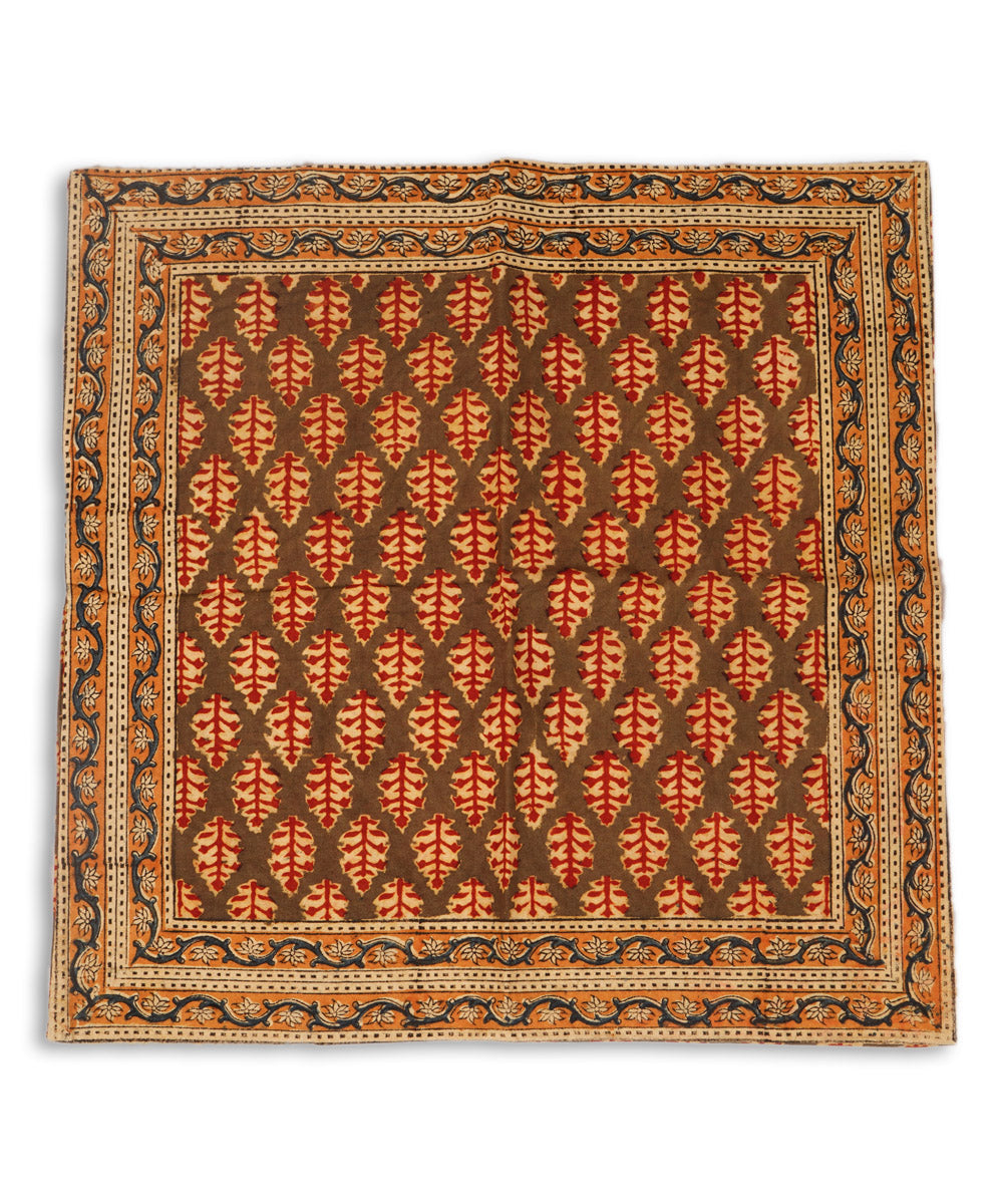 Amazon green cotton hand block print kalamkari cushion cover