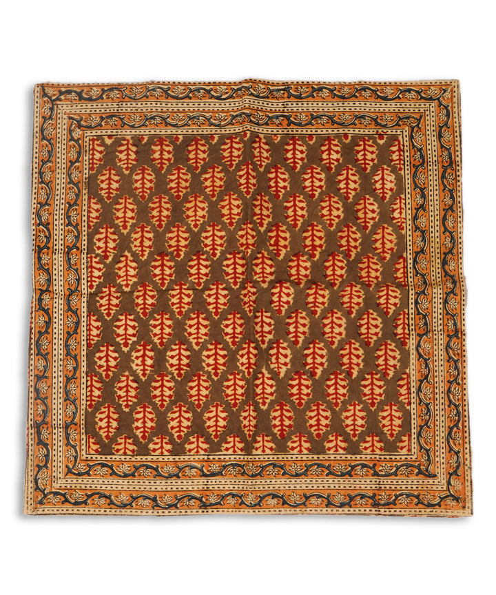 Amazon green cotton hand block print kalamkari cushion cover