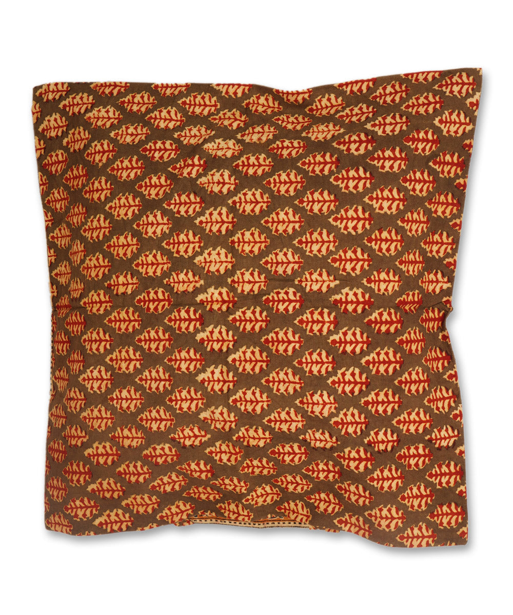 Amazon green cotton hand block print kalamkari cushion cover