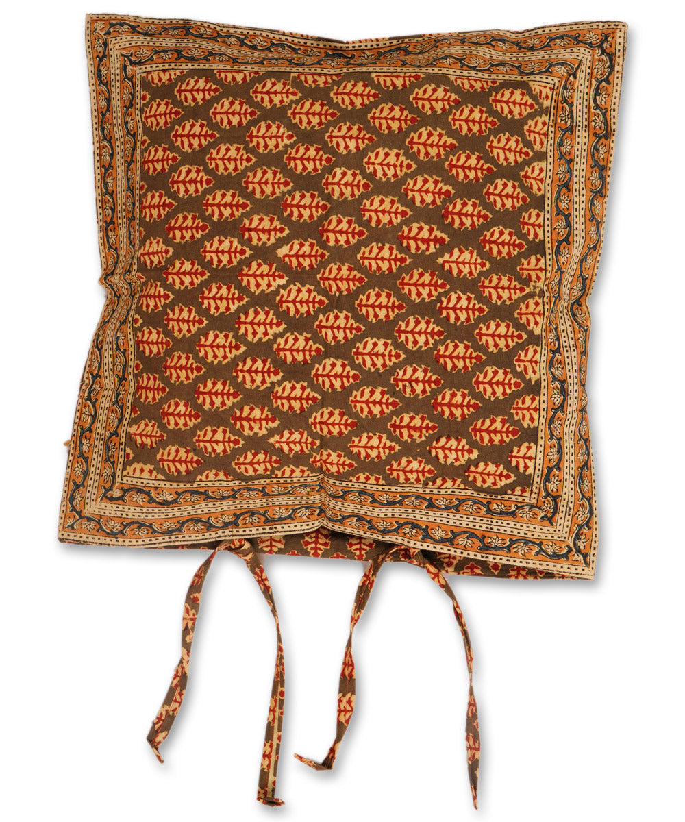 Amazon green cotton hand block print kalamkari cushion cover