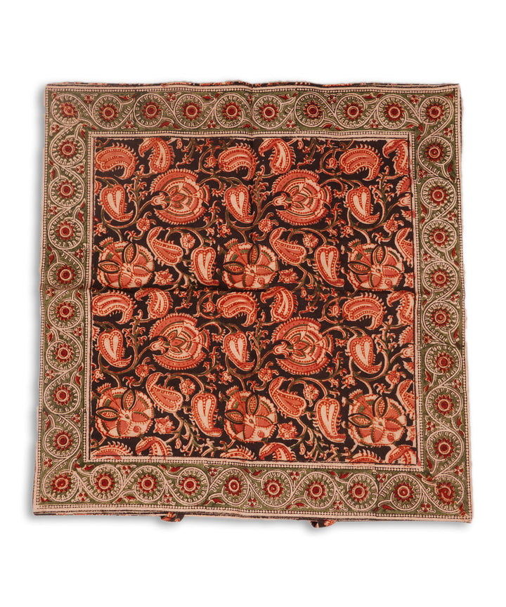 Multicolour cotton hand block print kalamkari cushion cover