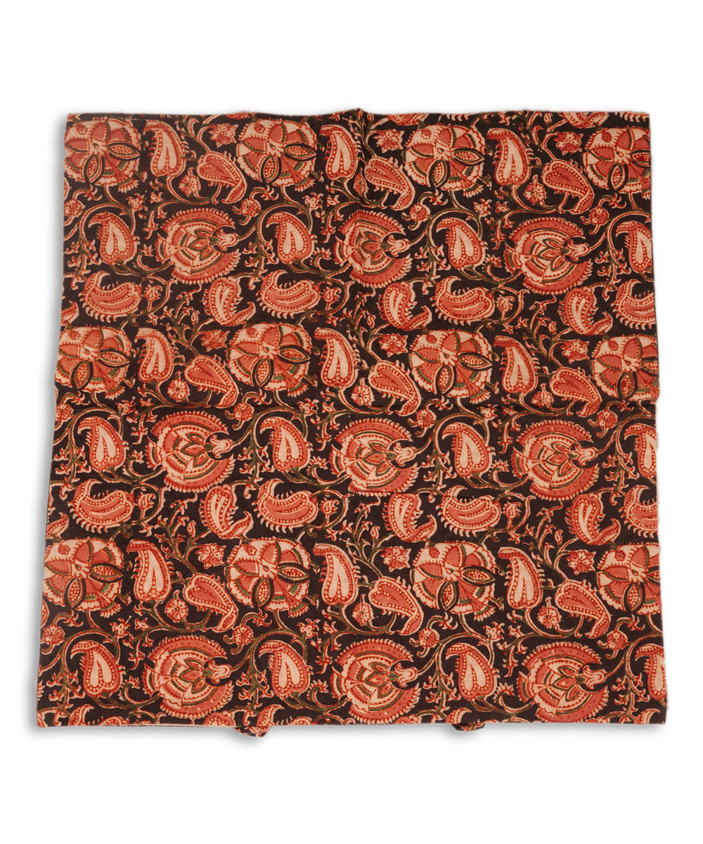 Multicolour cotton hand block print kalamkari cushion cover