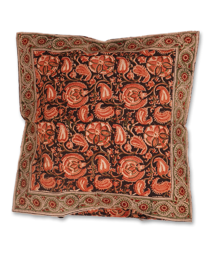 Multicolour cotton hand block print kalamkari cushion cover