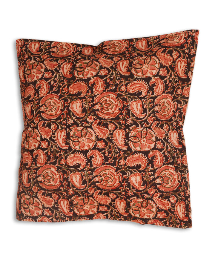 Multicolour cotton hand block print kalamkari cushion cover