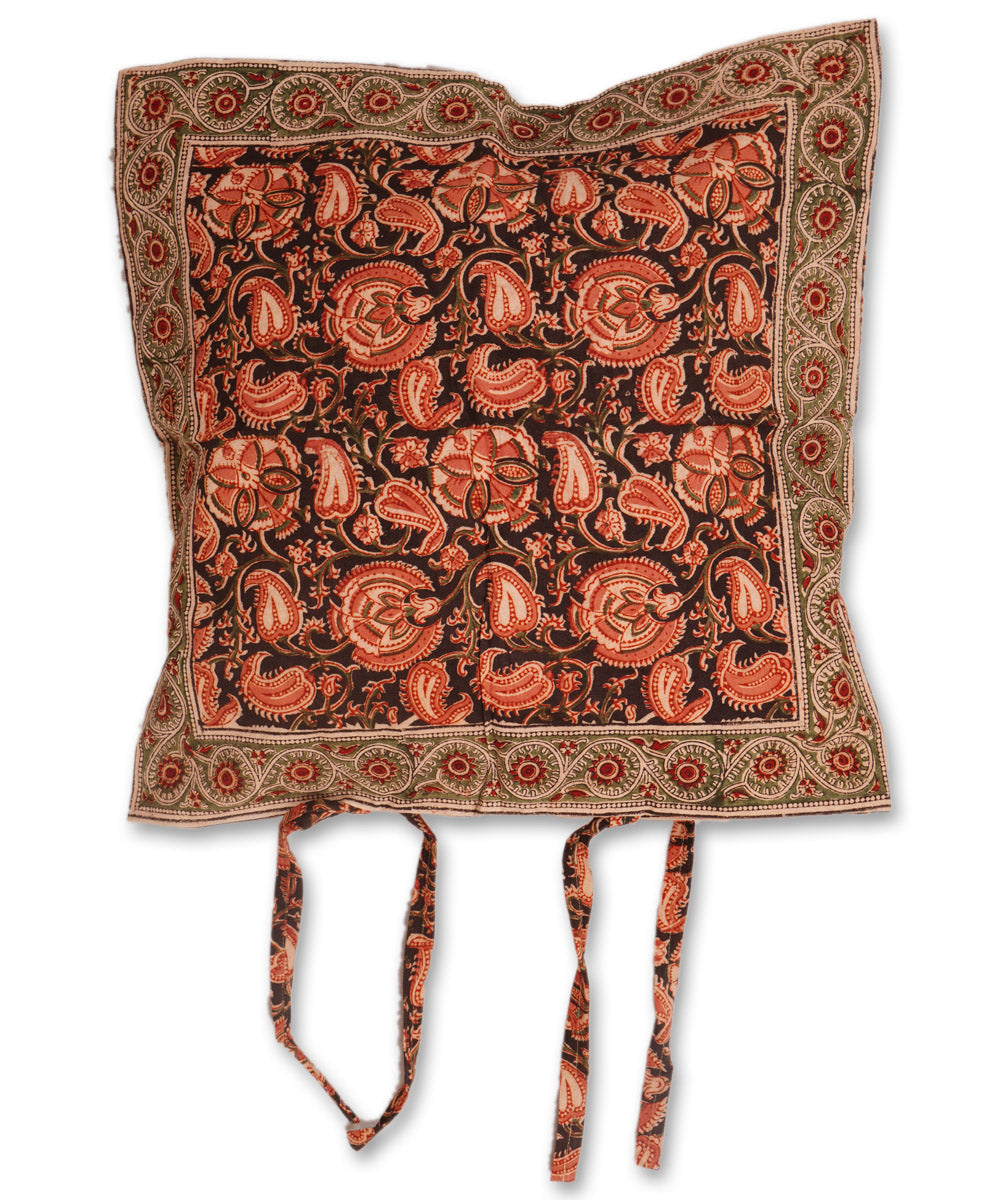 Multicolour cotton hand block print kalamkari cushion cover