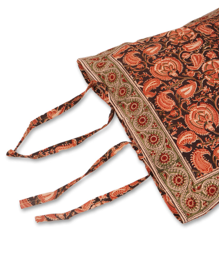 Multicolour cotton hand block print kalamkari cushion cover