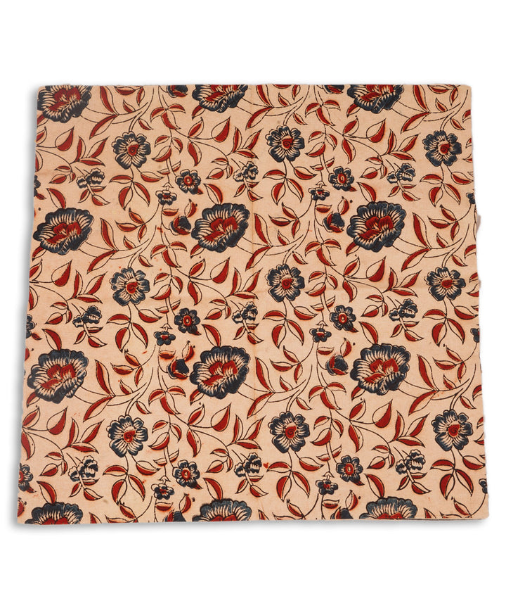 Light cream cotton hand block print kalamkari cushion cover
