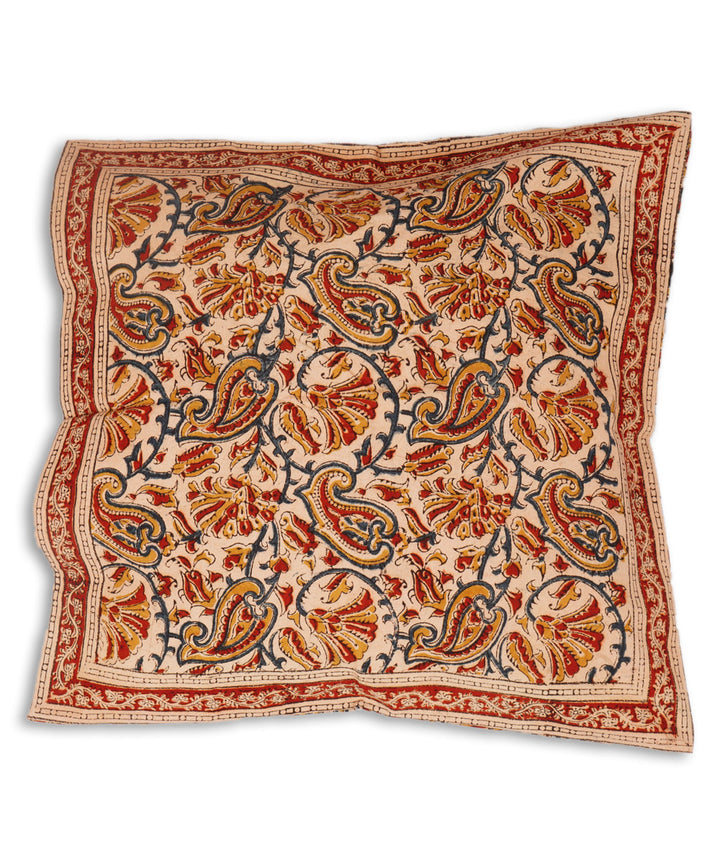 Multicolor cotton hand block print kalamkari cushion cover