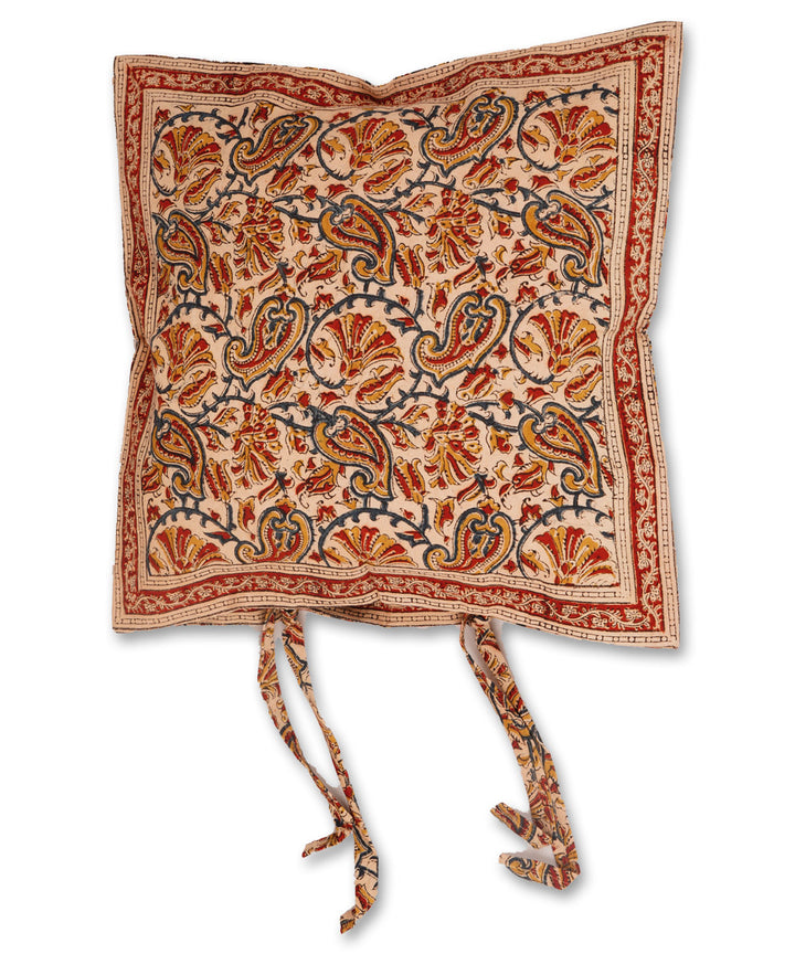 Multicolor cotton hand block print kalamkari cushion cover
