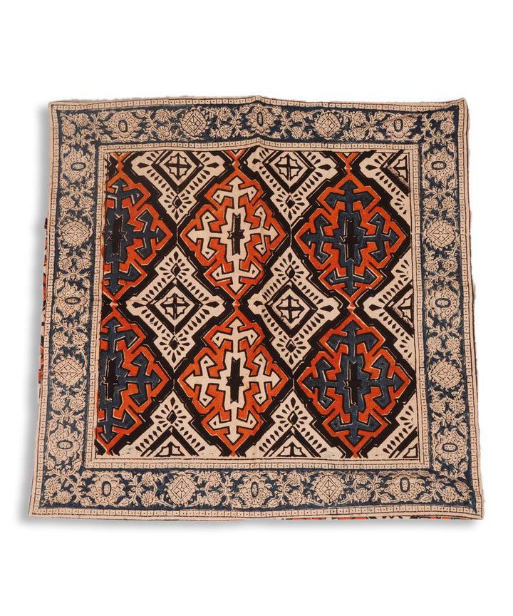 Multi color cotton hand block print kalamkari cushion cover