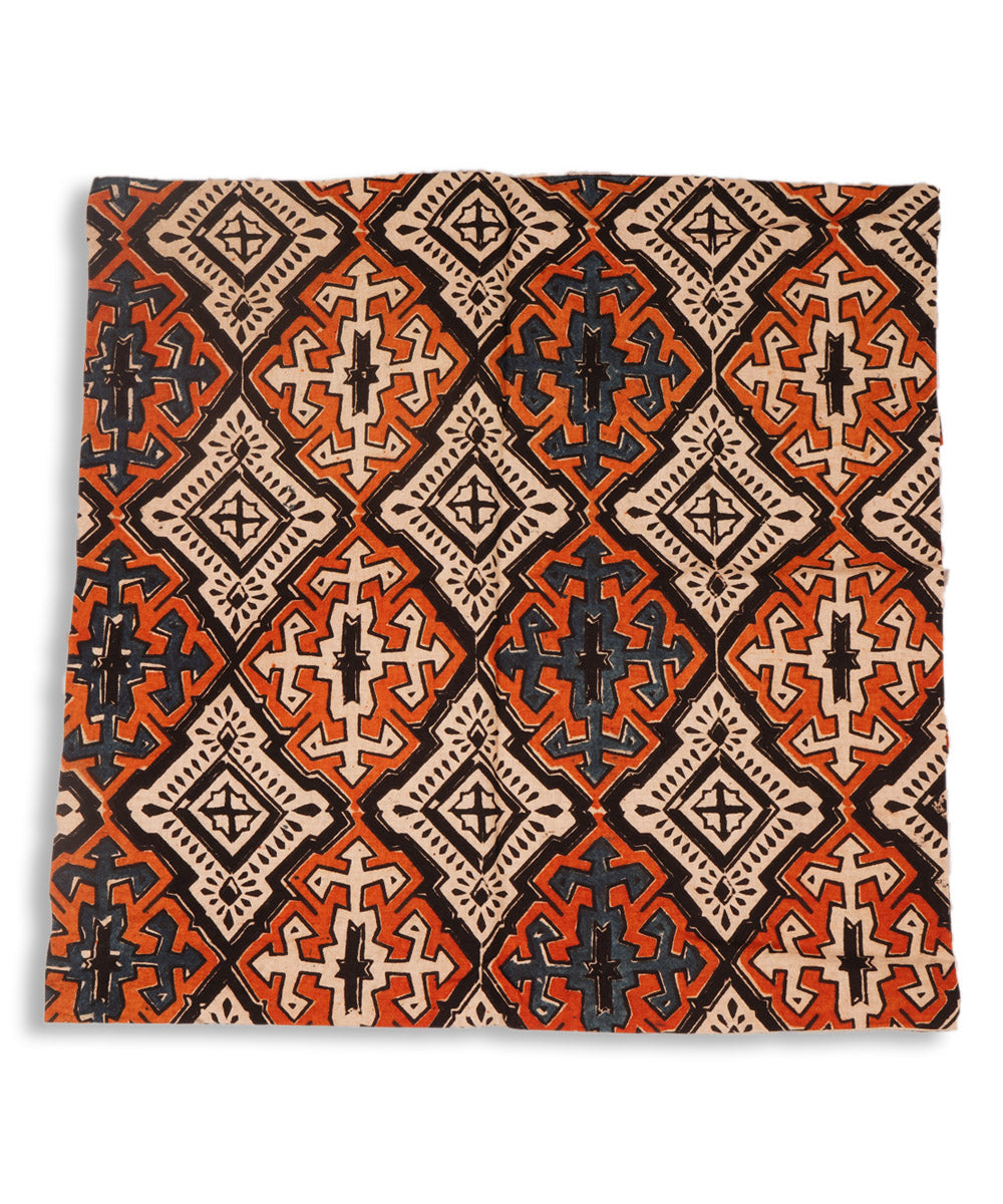 Multi color cotton hand block print kalamkari cushion cover
