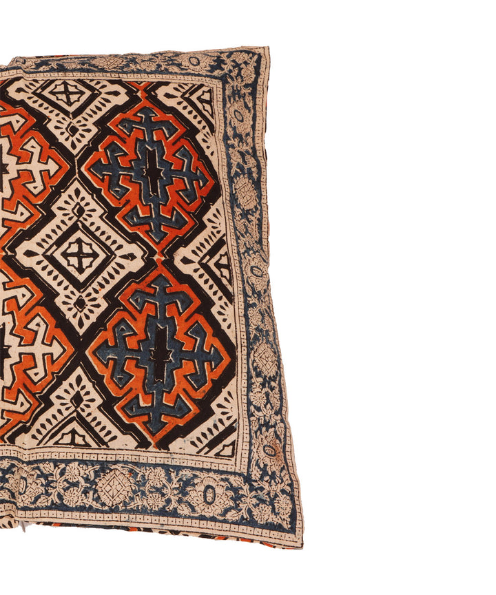 Multi color cotton hand block print kalamkari cushion cover