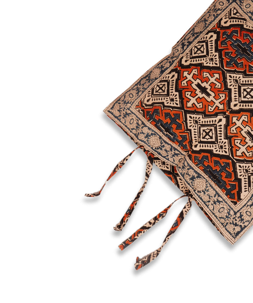 Multi color cotton hand block print kalamkari cushion cover