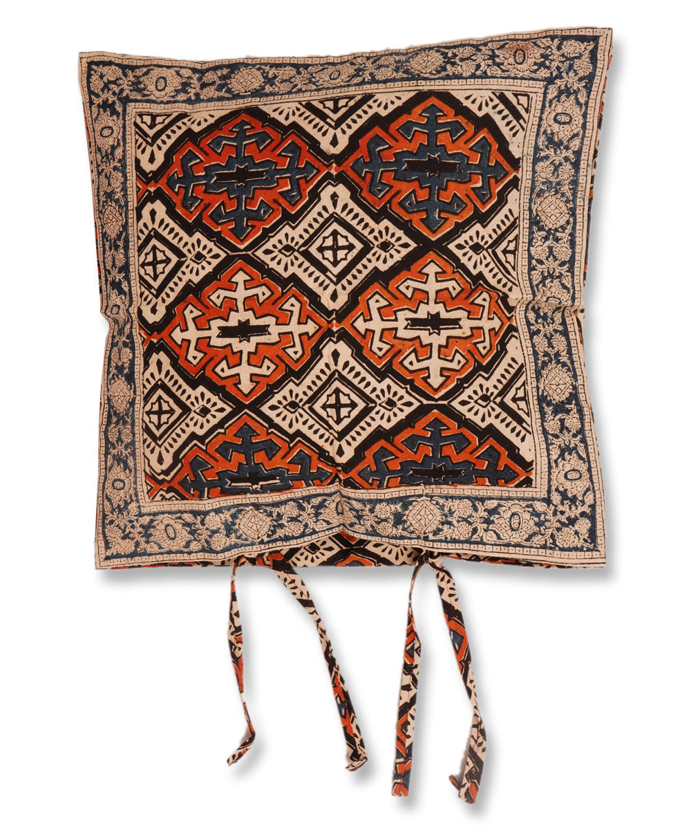 Multi color cotton hand block print kalamkari cushion cover
