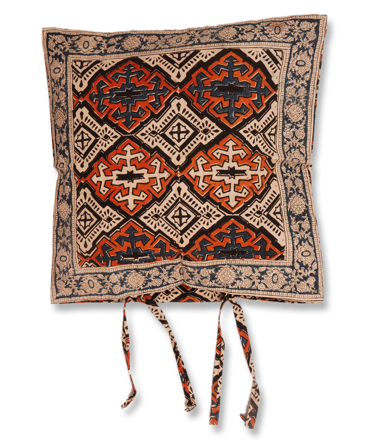 Multi color cotton hand block print kalamkari cushion cover