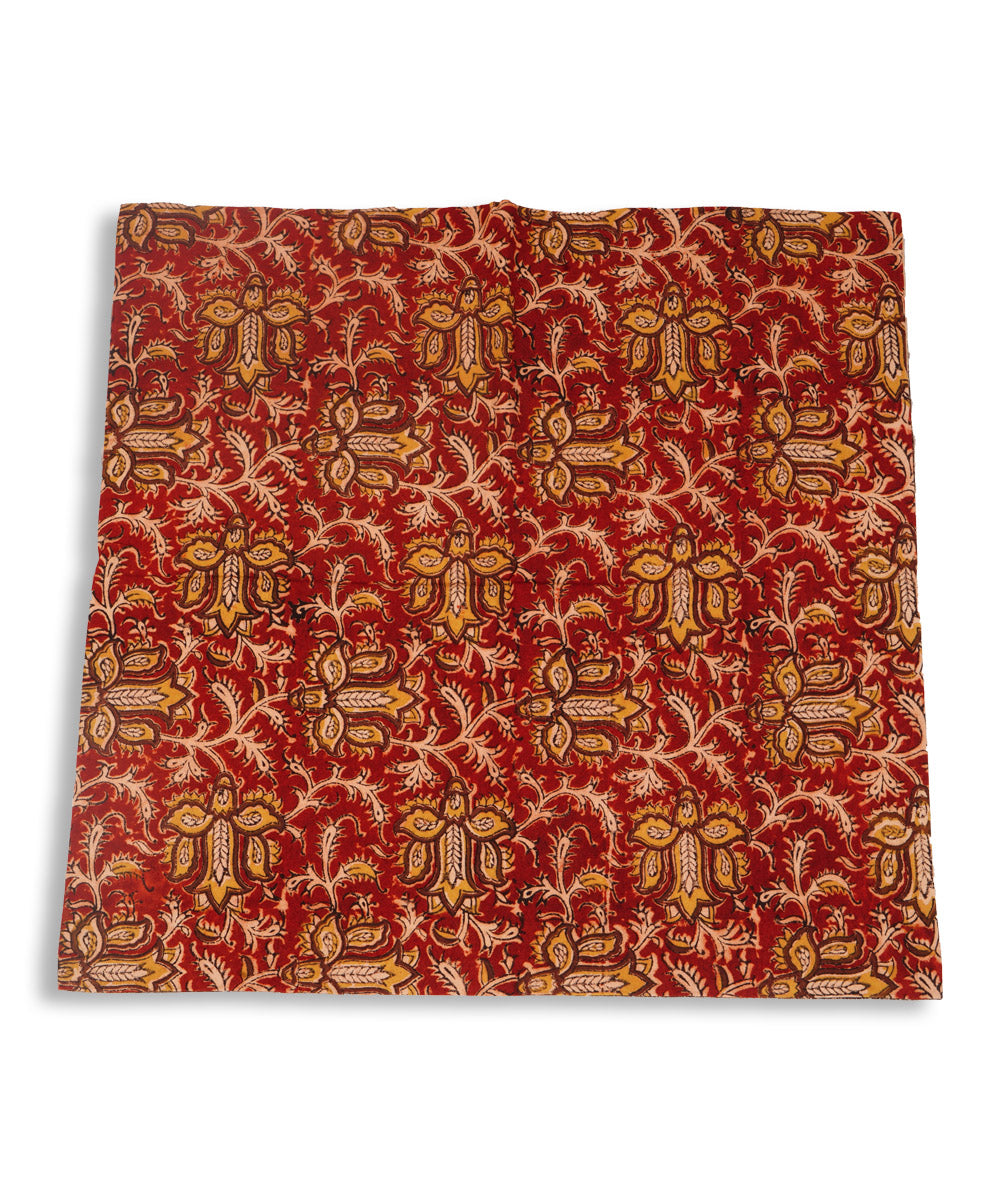 Maroon cotton hand block print kalamkari cushion cover