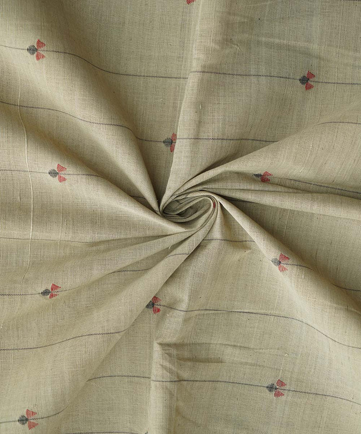 Beige natural dyed cotton handwoven jamdani fabric