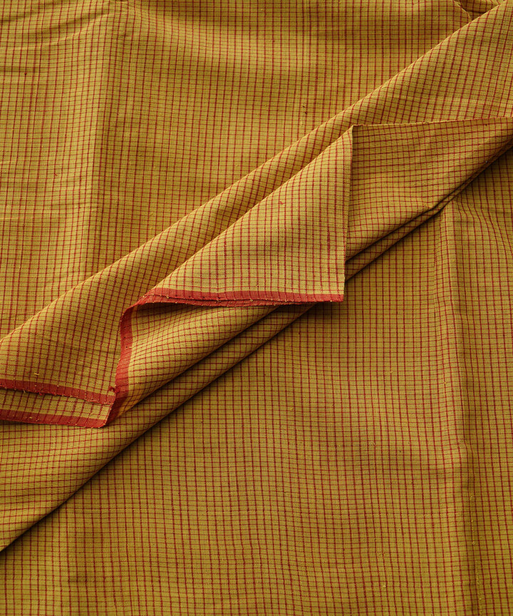 Yellow natural dyed cotton handwoven checks fabric