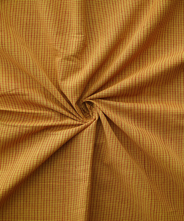 Yellow natural dyed cotton handwoven checks fabric