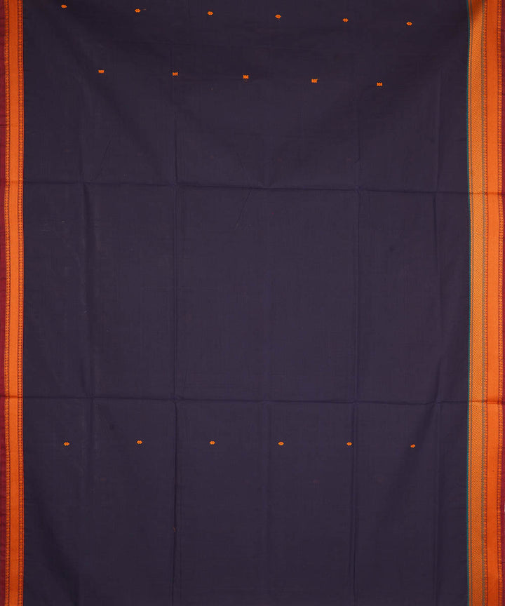 Navy blue and orange cotton handwoven venkatagiri saree