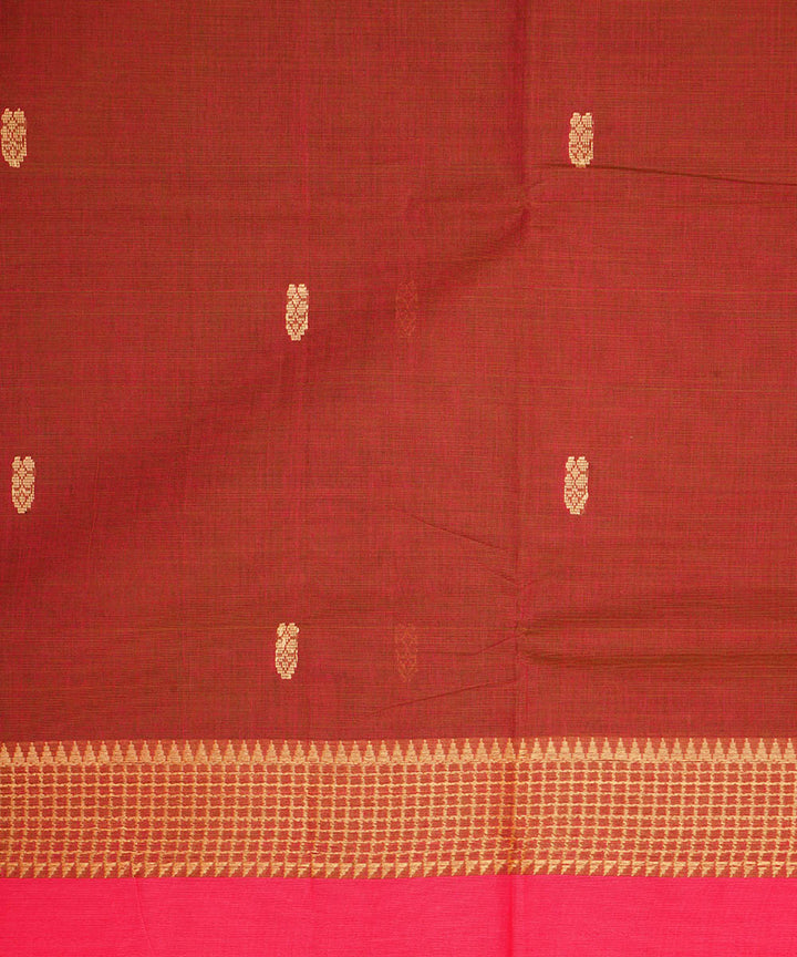 Maroon and pink cotton handwoven venkatagiri saree