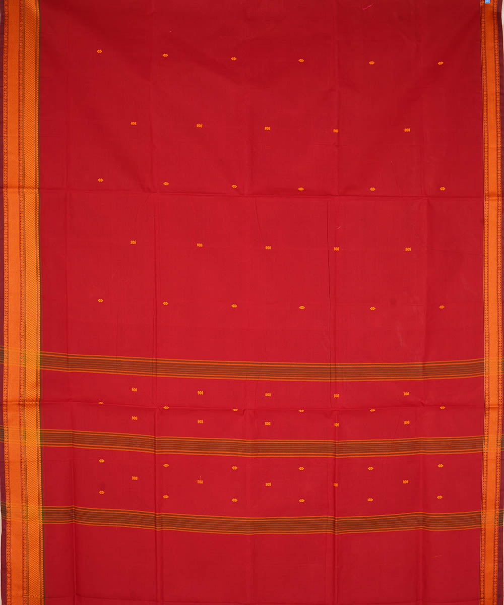 Red and orange cotton handwoven venkatagiri saree