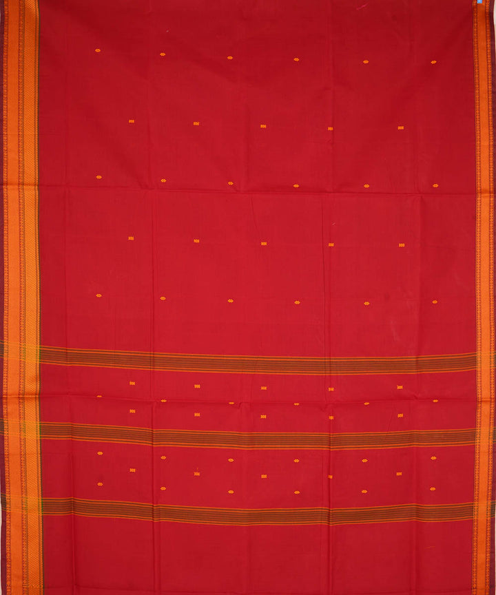 Red and orange cotton handwoven venkatagiri saree