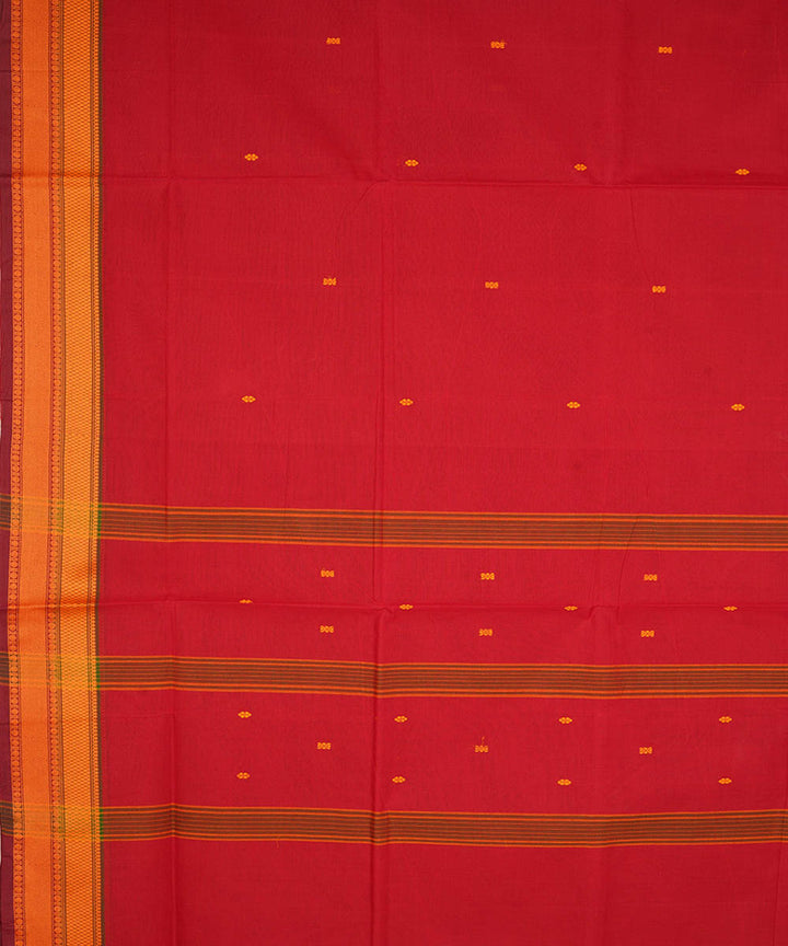 Red and orange cotton handwoven venkatagiri saree