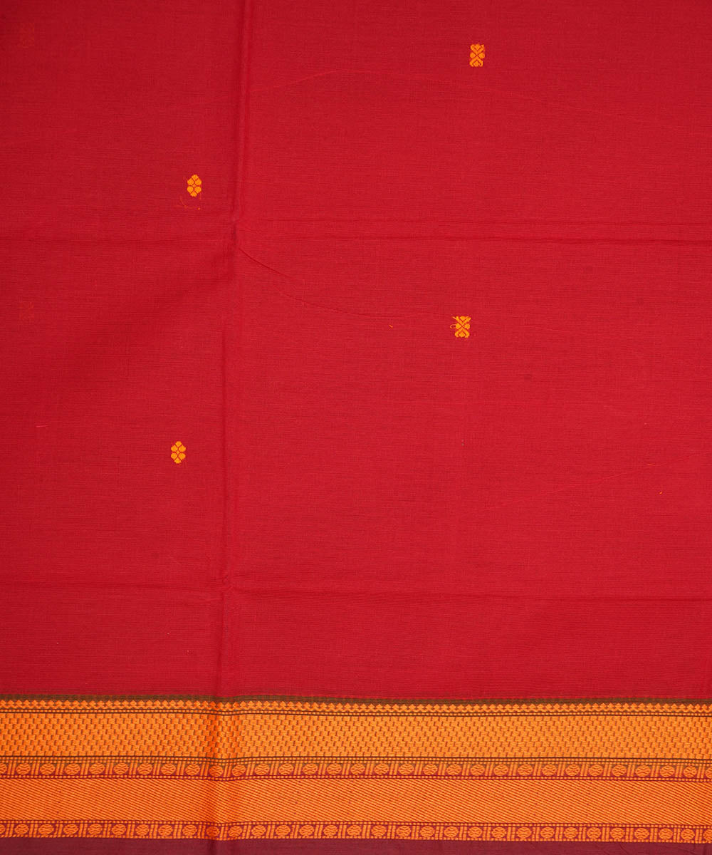 Red and orange cotton handwoven venkatagiri saree