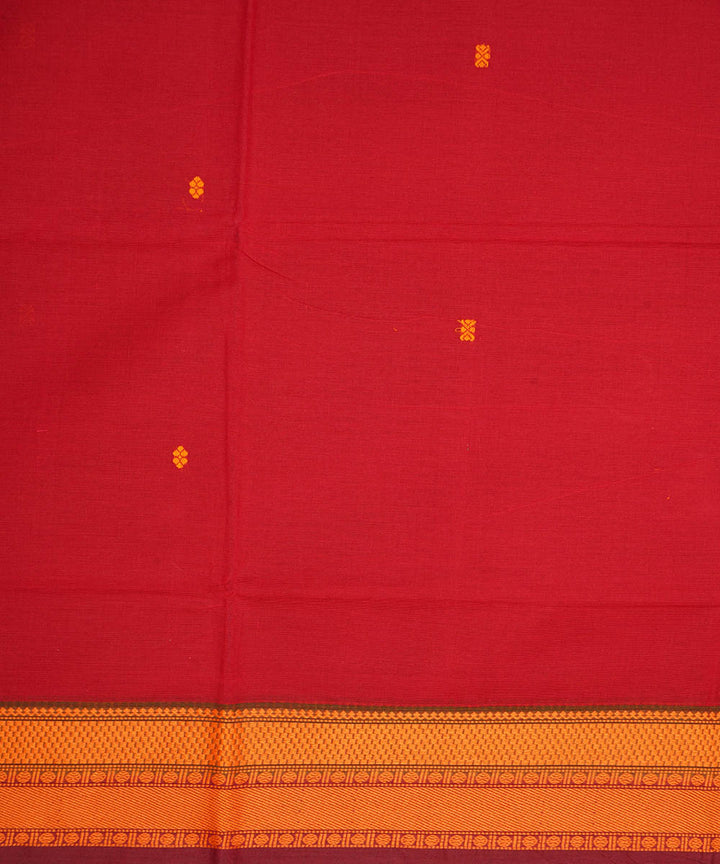 Red and orange cotton handwoven venkatagiri saree