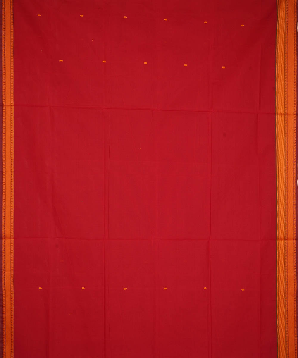 Red and orange cotton handwoven venkatagiri saree