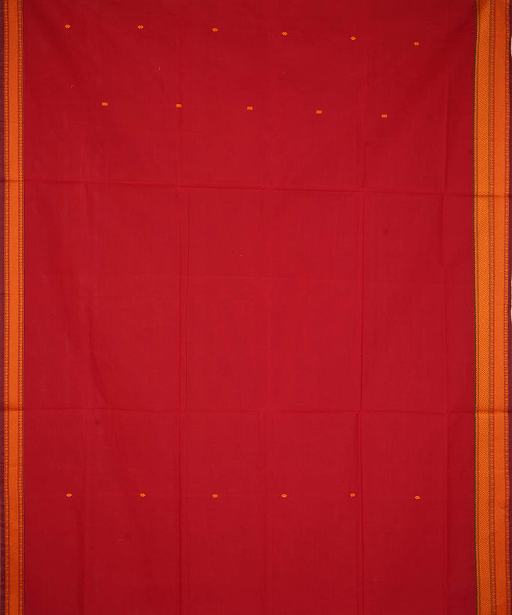 Red and orange cotton handwoven venkatagiri saree