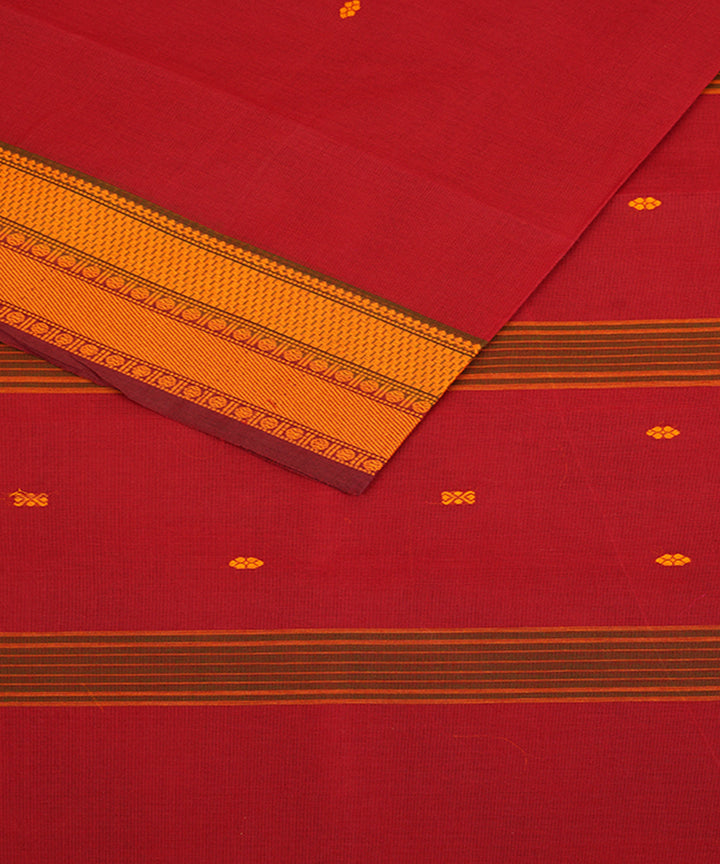 Red and orange cotton handwoven venkatagiri saree