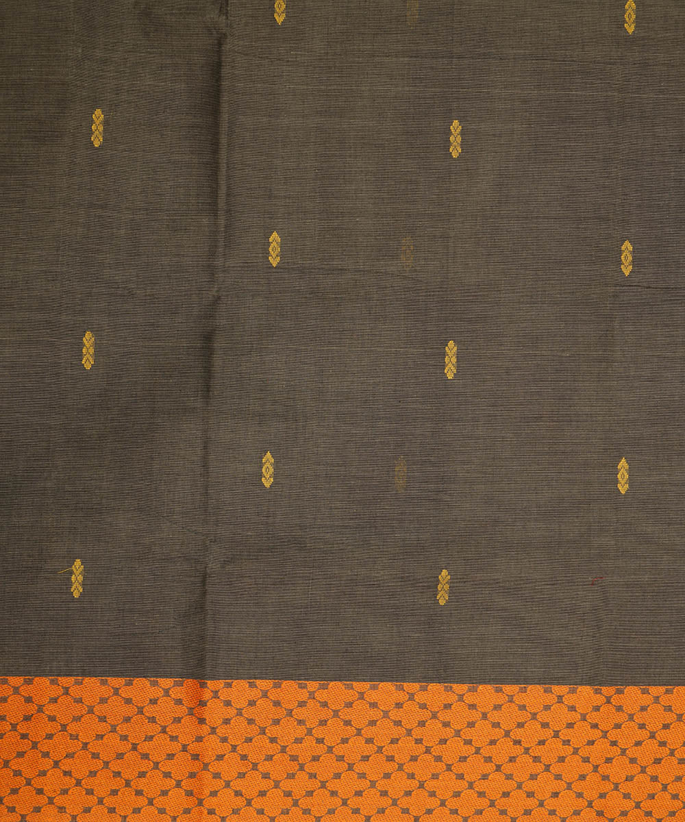 Ash grey and orange cotton handwoven venkatagiri saree