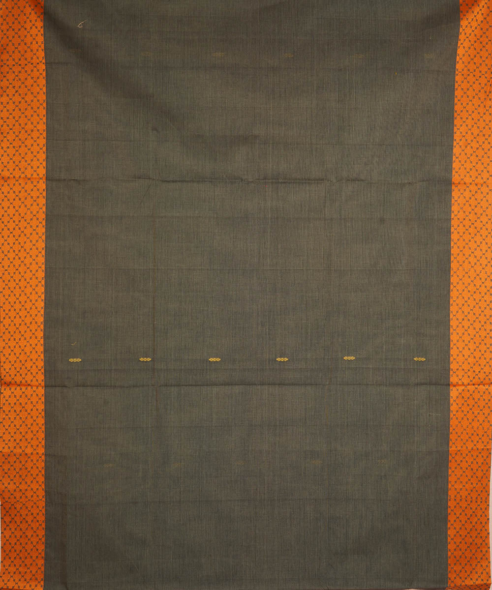 Ash grey and orange cotton handwoven venkatagiri saree