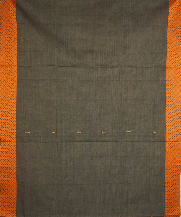 Ash grey and orange cotton handwoven venkatagiri saree