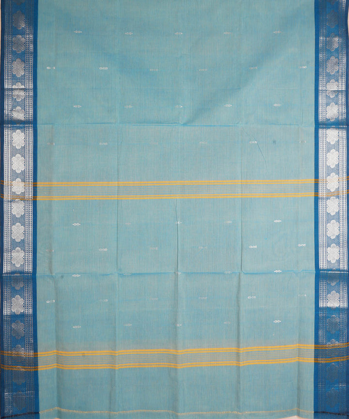 Pale blue with silver zari cotton handwoven venkatagiri saree