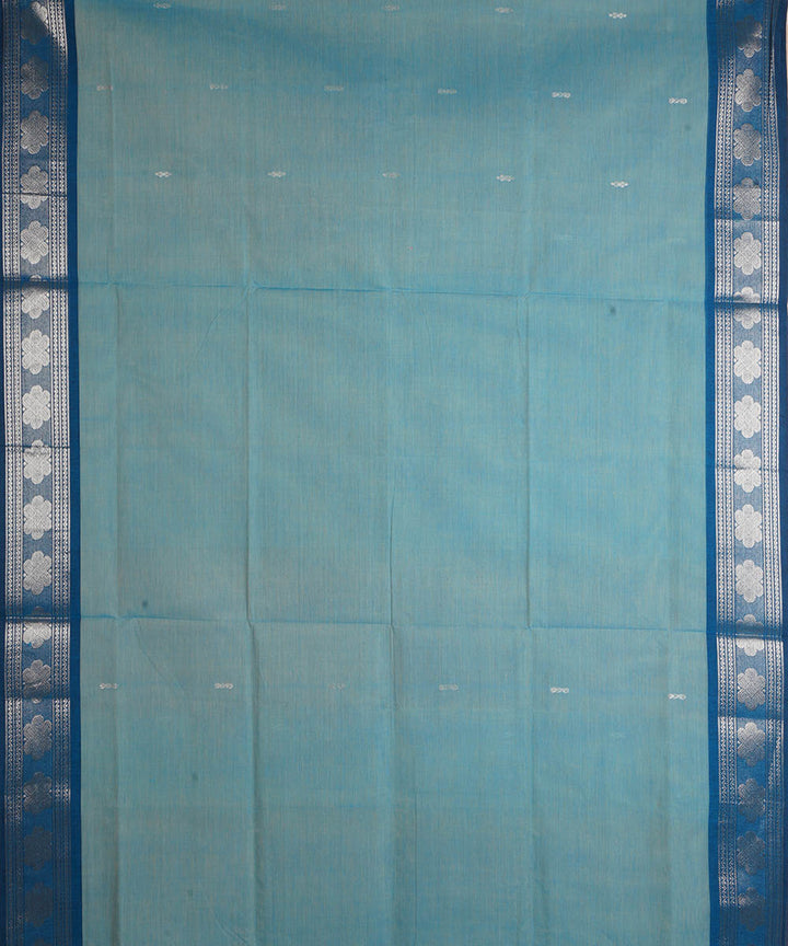 Pale blue with silver zari cotton handwoven venkatagiri saree