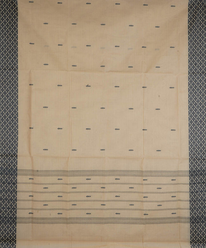 Beige and black cotton handwoven venkatagiri saree